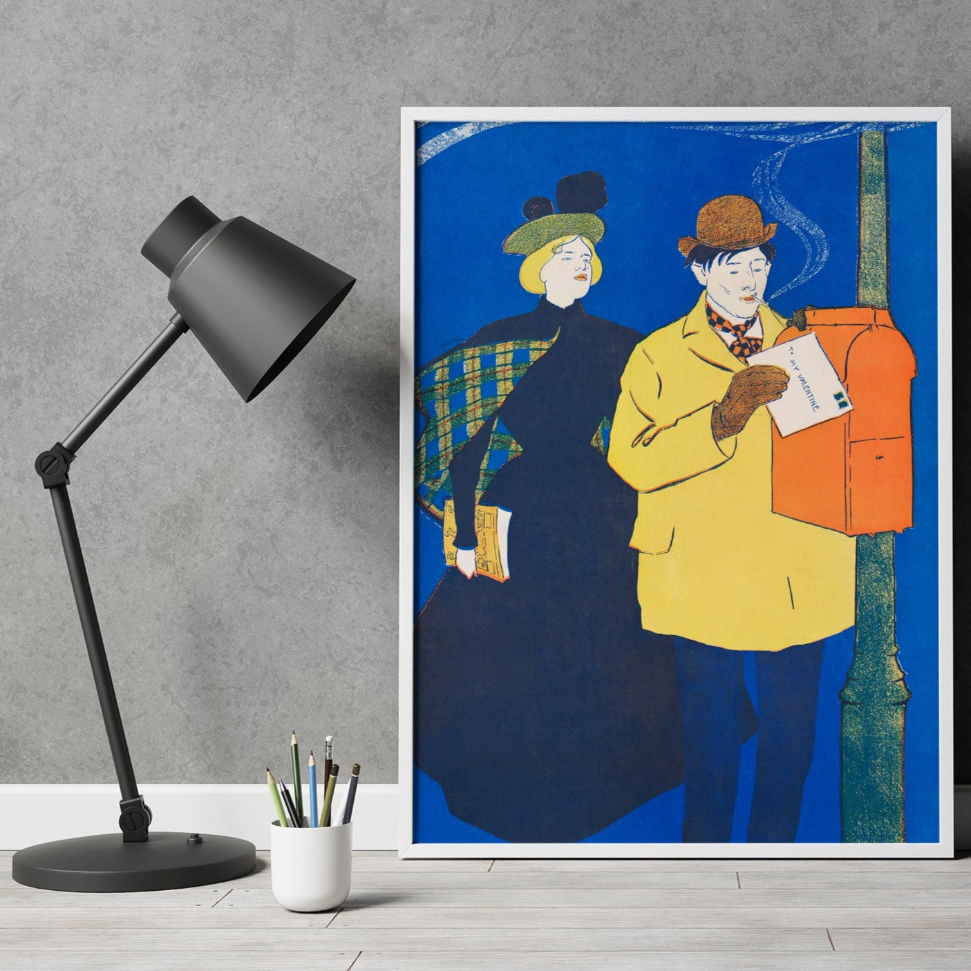 Man And Woman Sending Letter by Edward Penfield