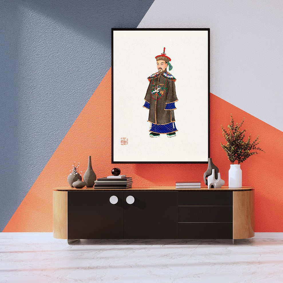 Vintage Chinese Men's Official Court Robe Illustration