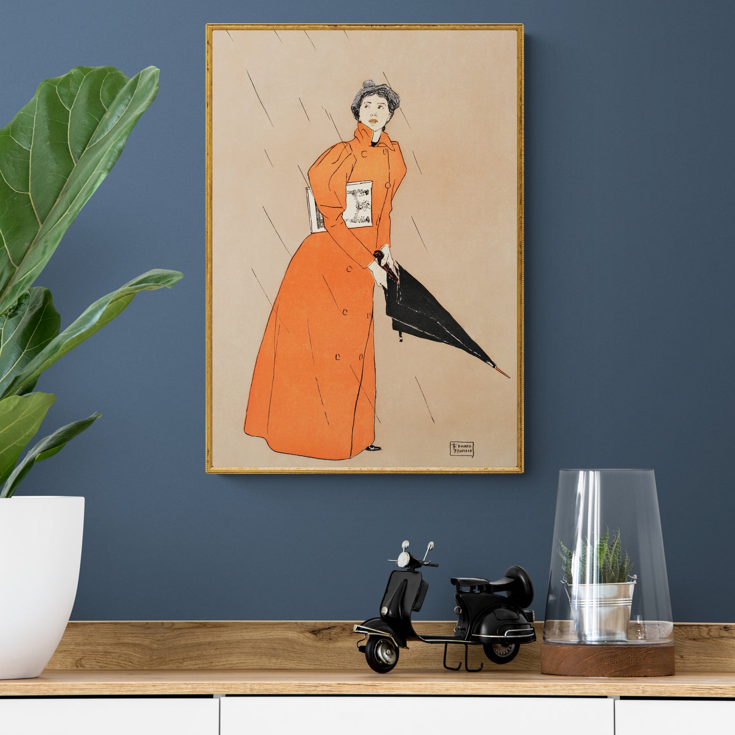 Woman Holding Umbrella by Edward Penfield
