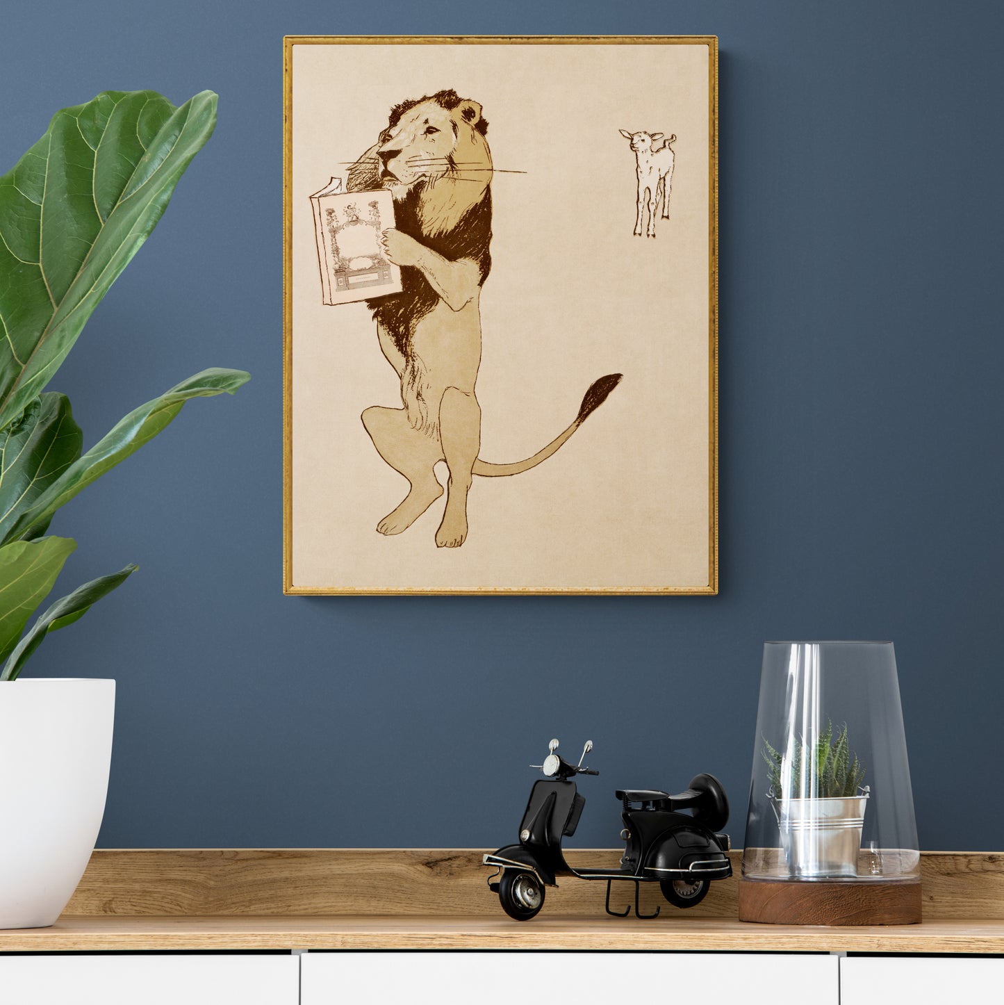 Lion and a Book by Edward Penfield