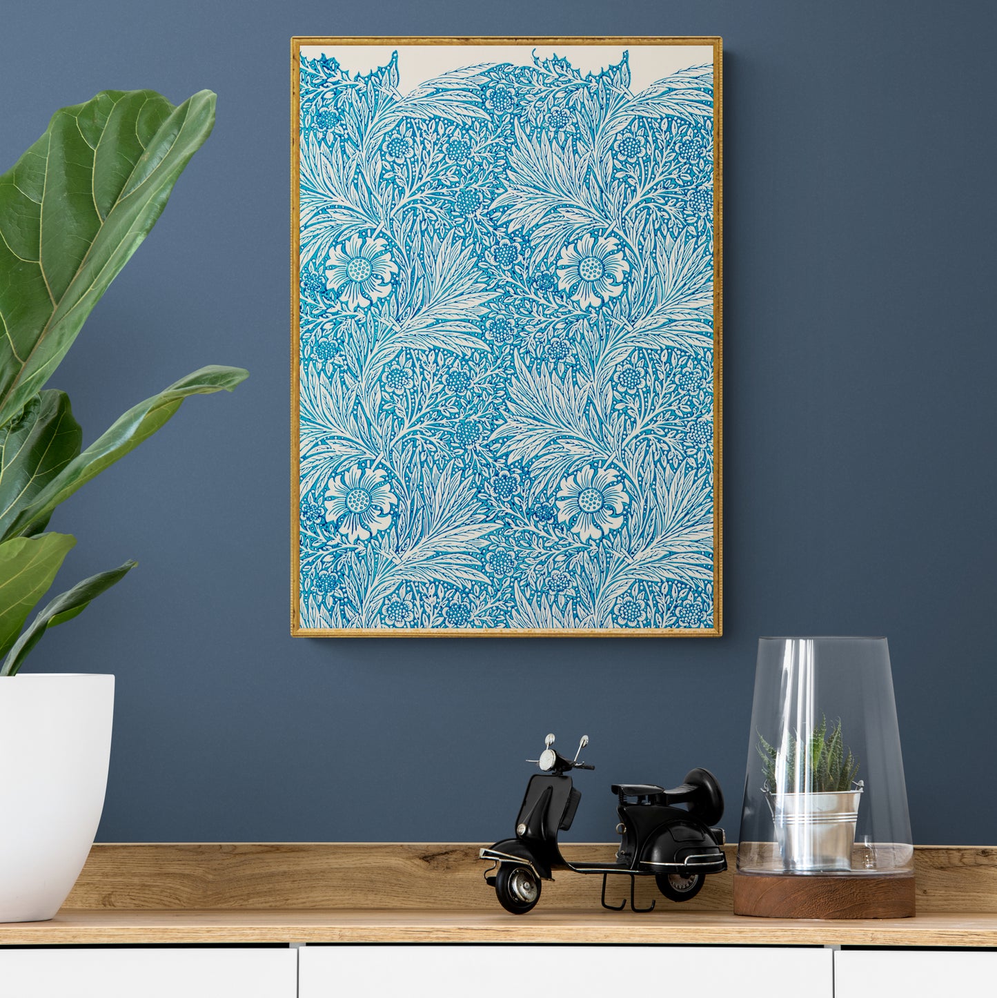 Blue Marigold Illustration by William Morris