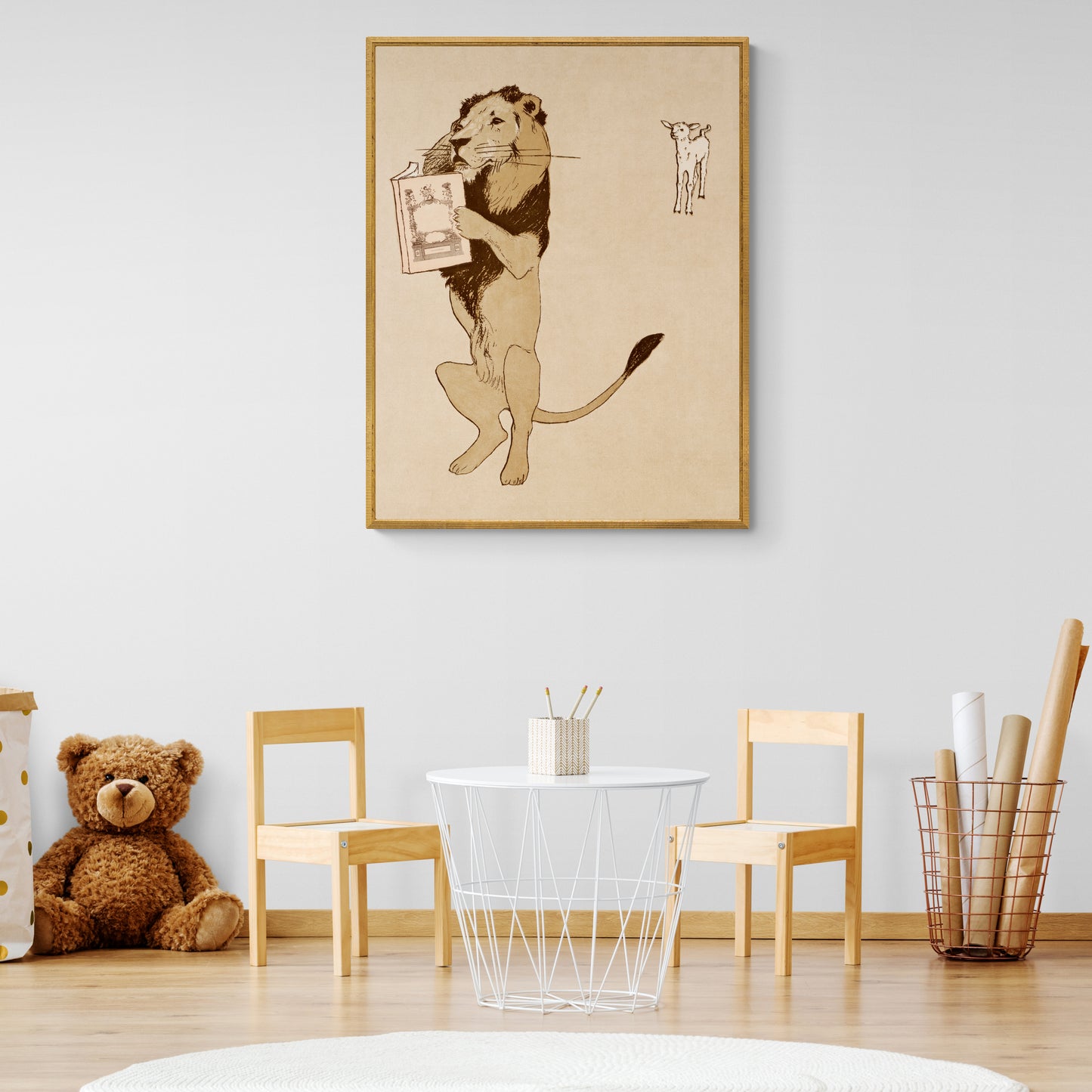 Lion and a Book by Edward Penfield