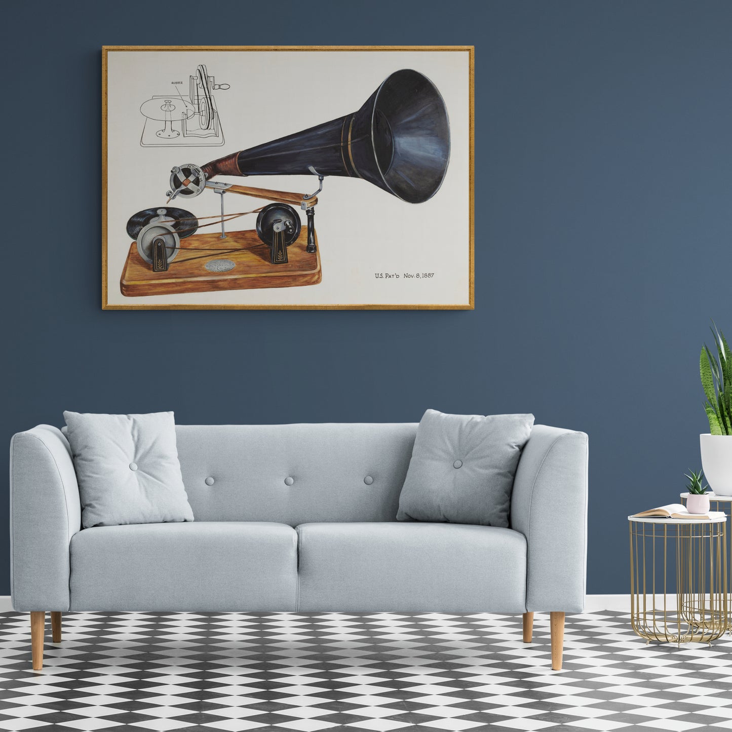 Vintage Illustration Gramophone by Charles Bowman