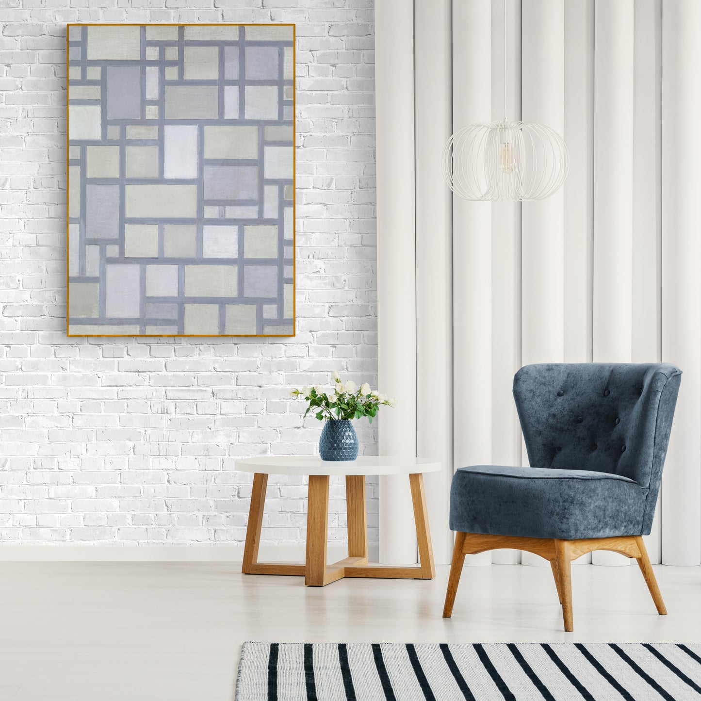 Composition In Bright Colors With Gray Lines by Piet Mondrian