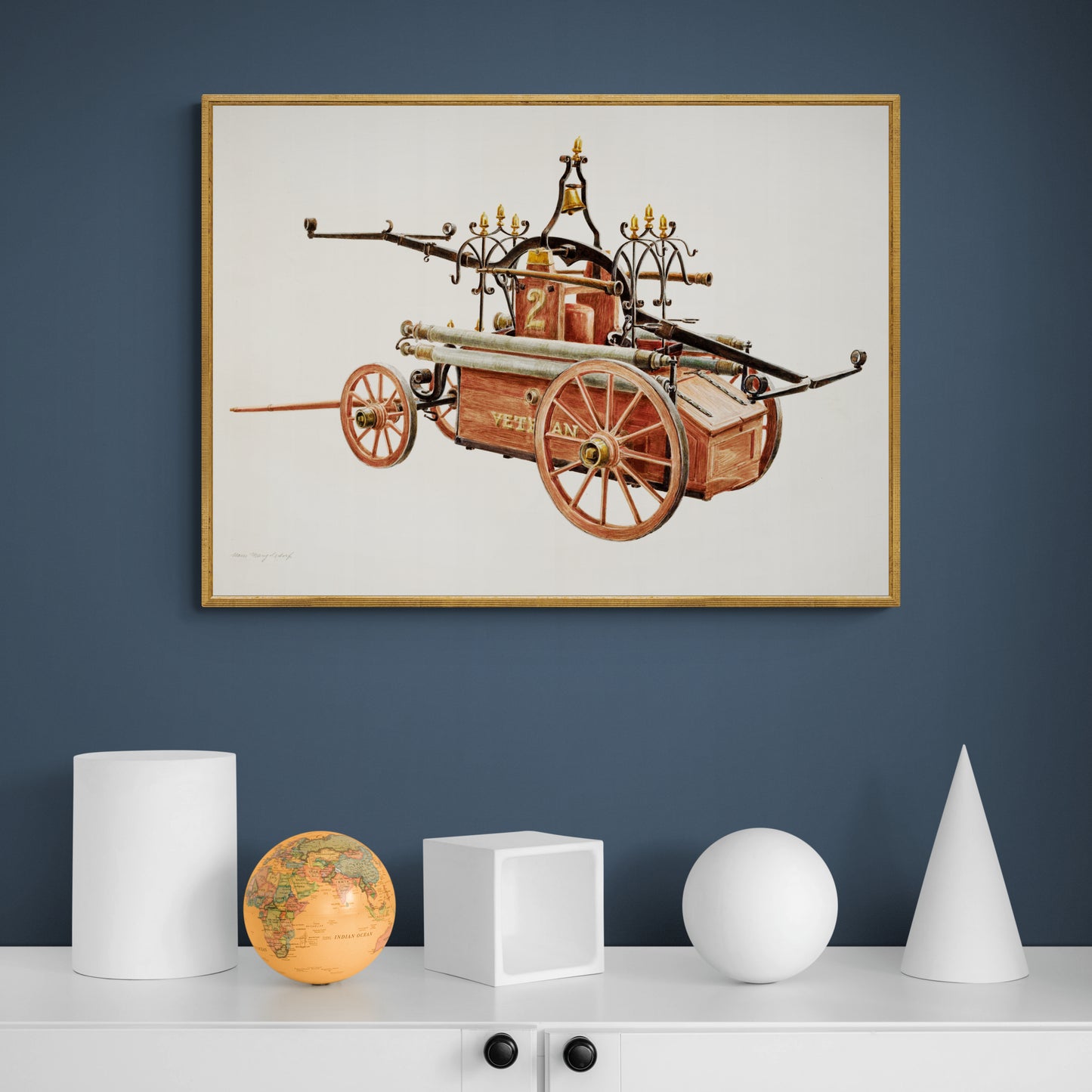 Vintage Illustration Fire Pump by Hans Mangelsdorf