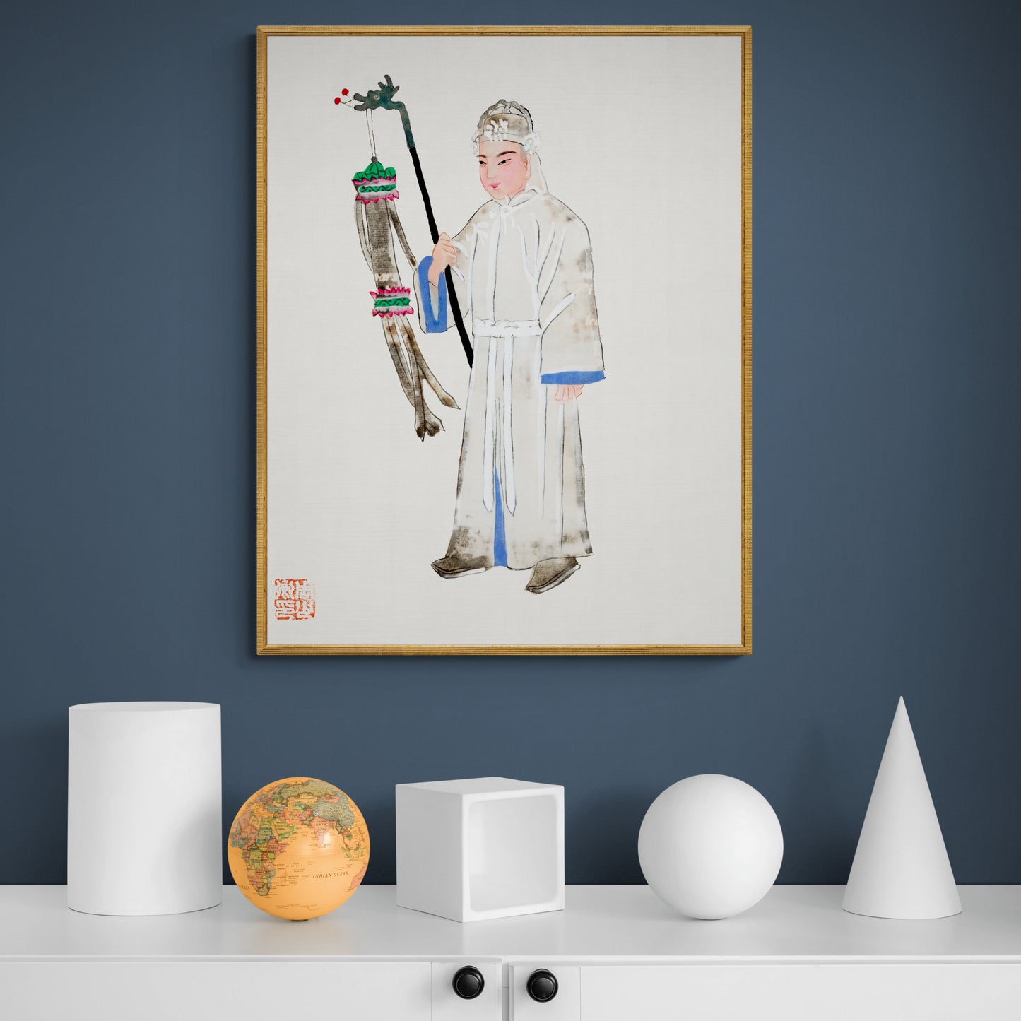 Vintage Chinese Man In Mourning Dress Illustration