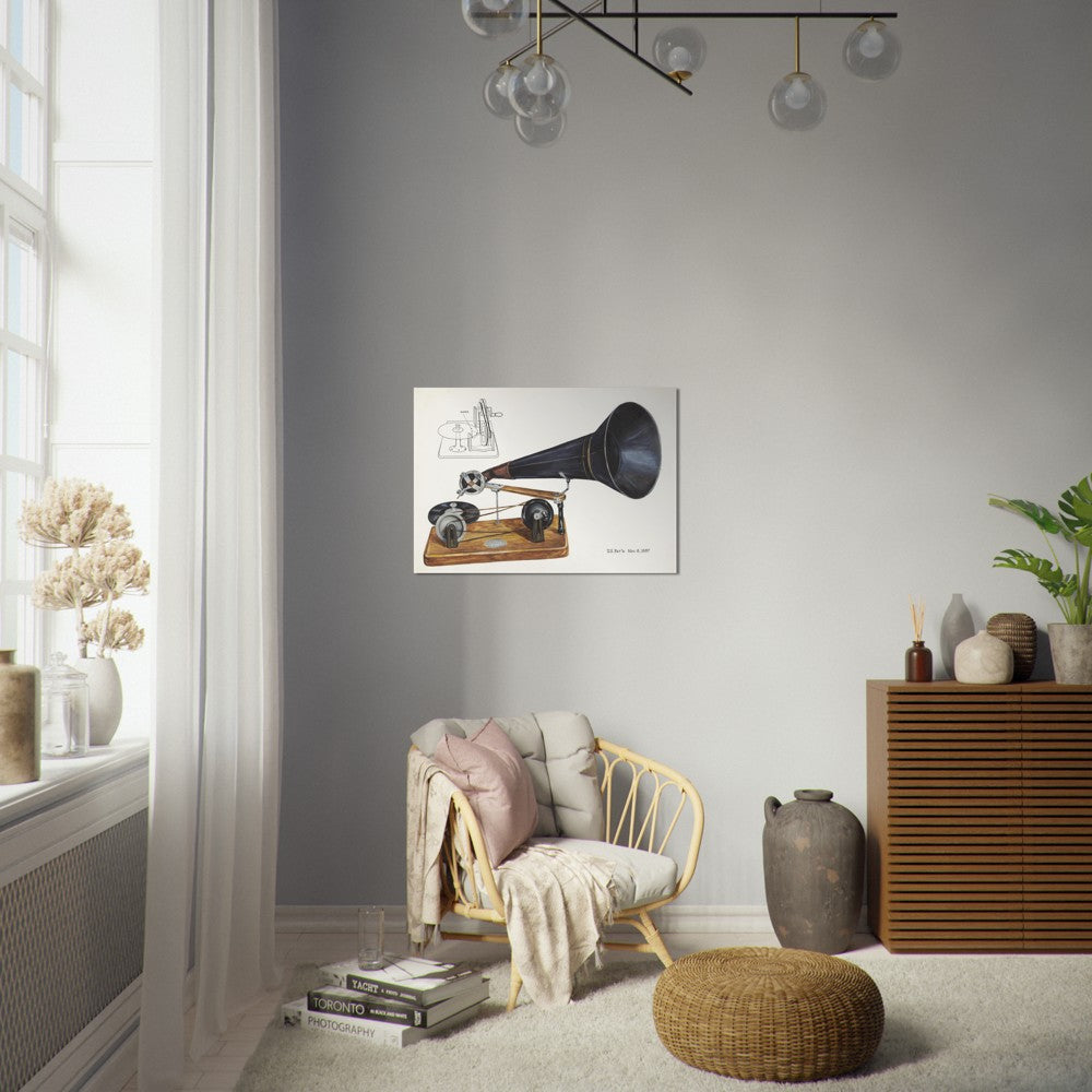 Vintage Illustration Gramophone by Charles Bowman