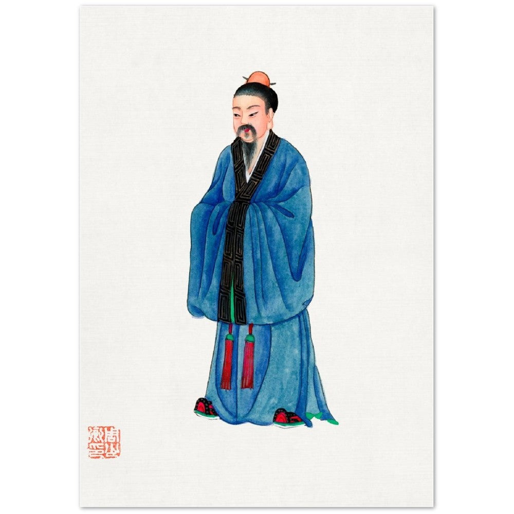 Vintage Chinese Priest Costume Illustration