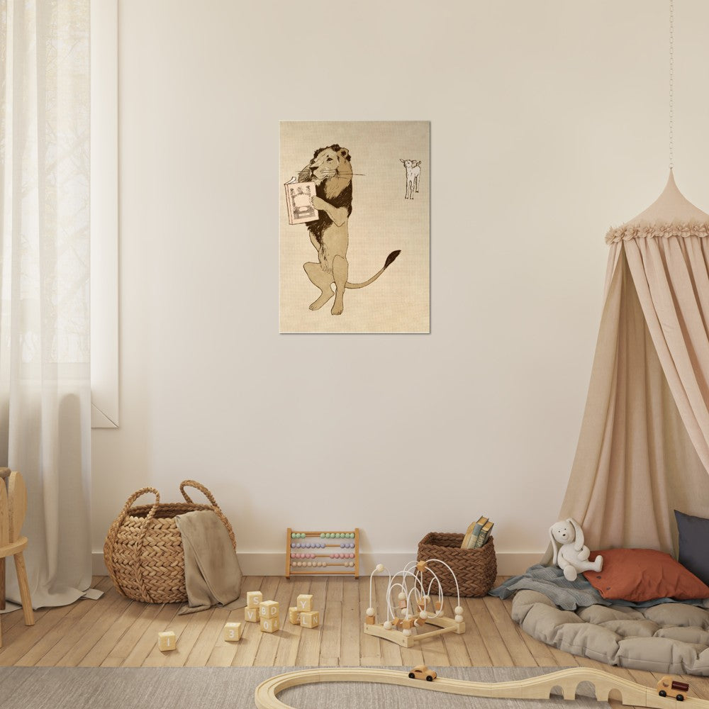 Lion and a Book by Edward Penfield