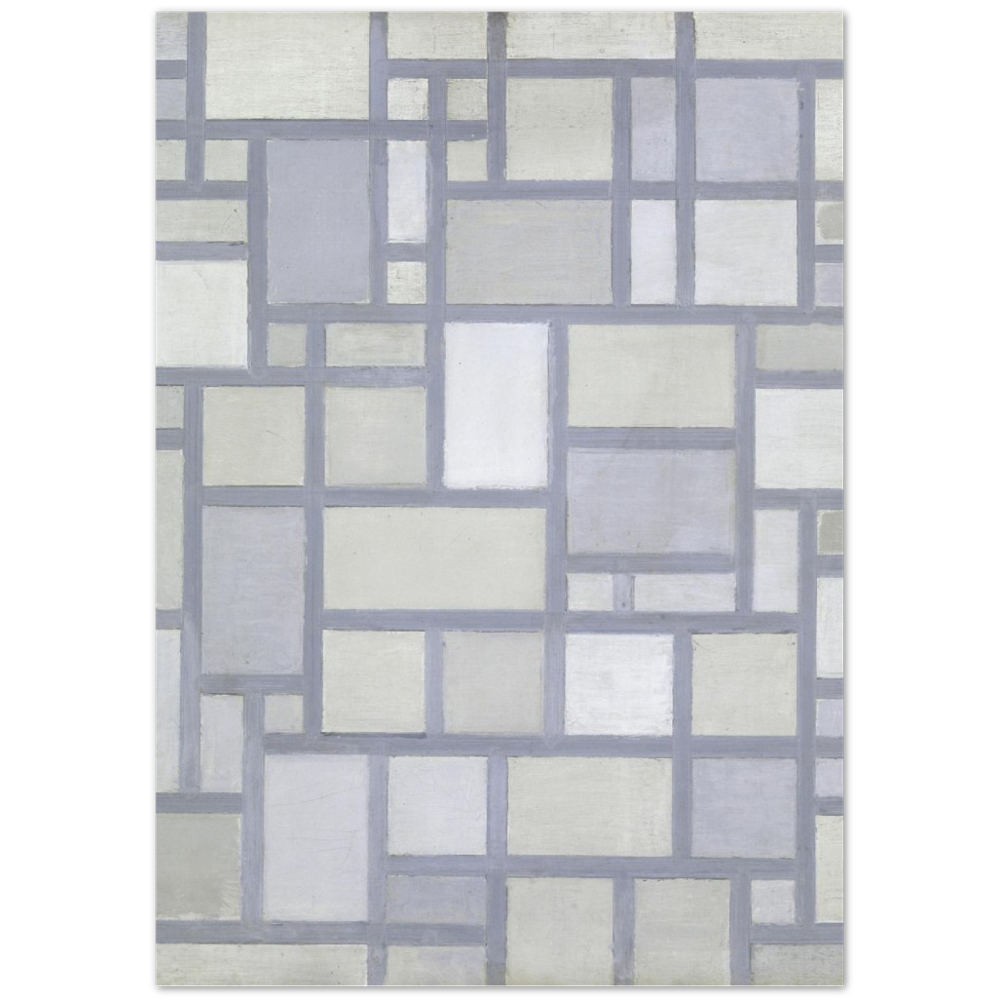 Piet Mondrian - Composition In Bright Colors With Gray Lines - The Retro Gallery