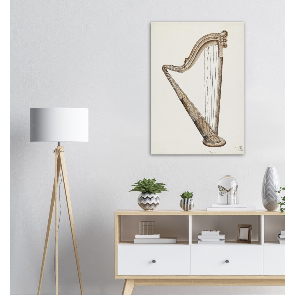 Vintage Illustration Stringed Harp by Grace Thomas