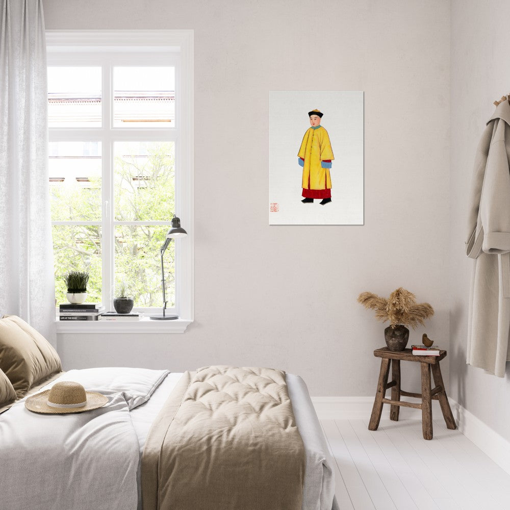 Vintage Chinese Man Priest Robe Illustration