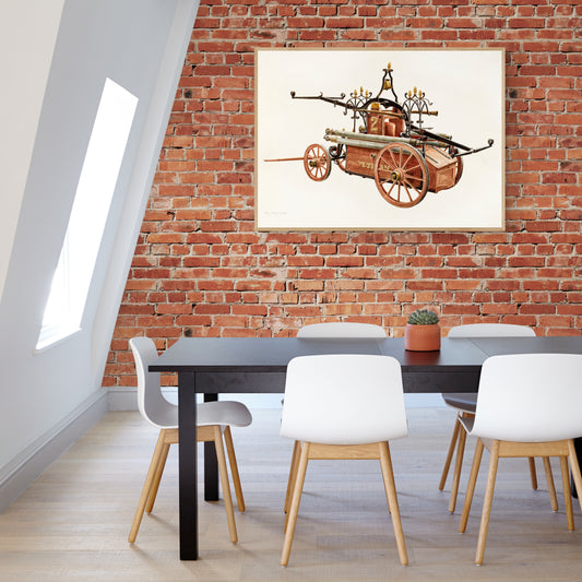 Vintage Illustration Fire Pump by Hans Mangelsdorf