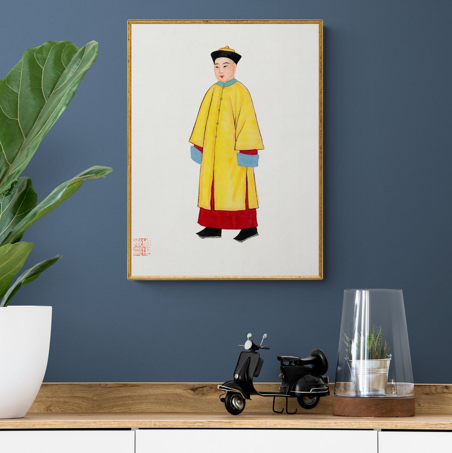 Vintage Chinese Man Priest Robe Illustration