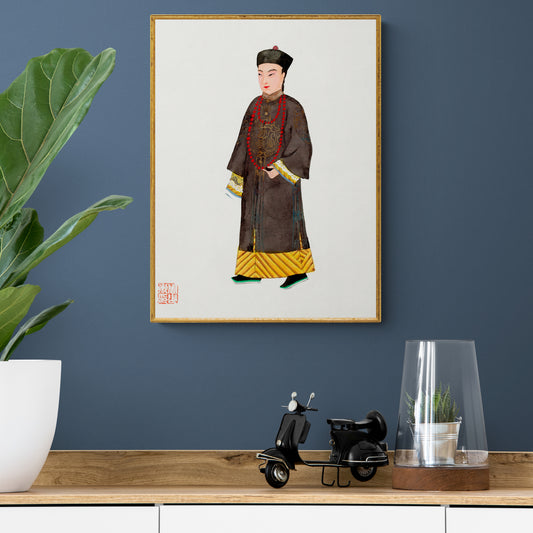 Vintage Chinese Emperor's Court Costume Illustration