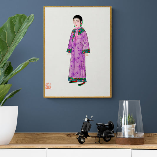 Vintage Chinese Woman In Manchu Robe Illustration