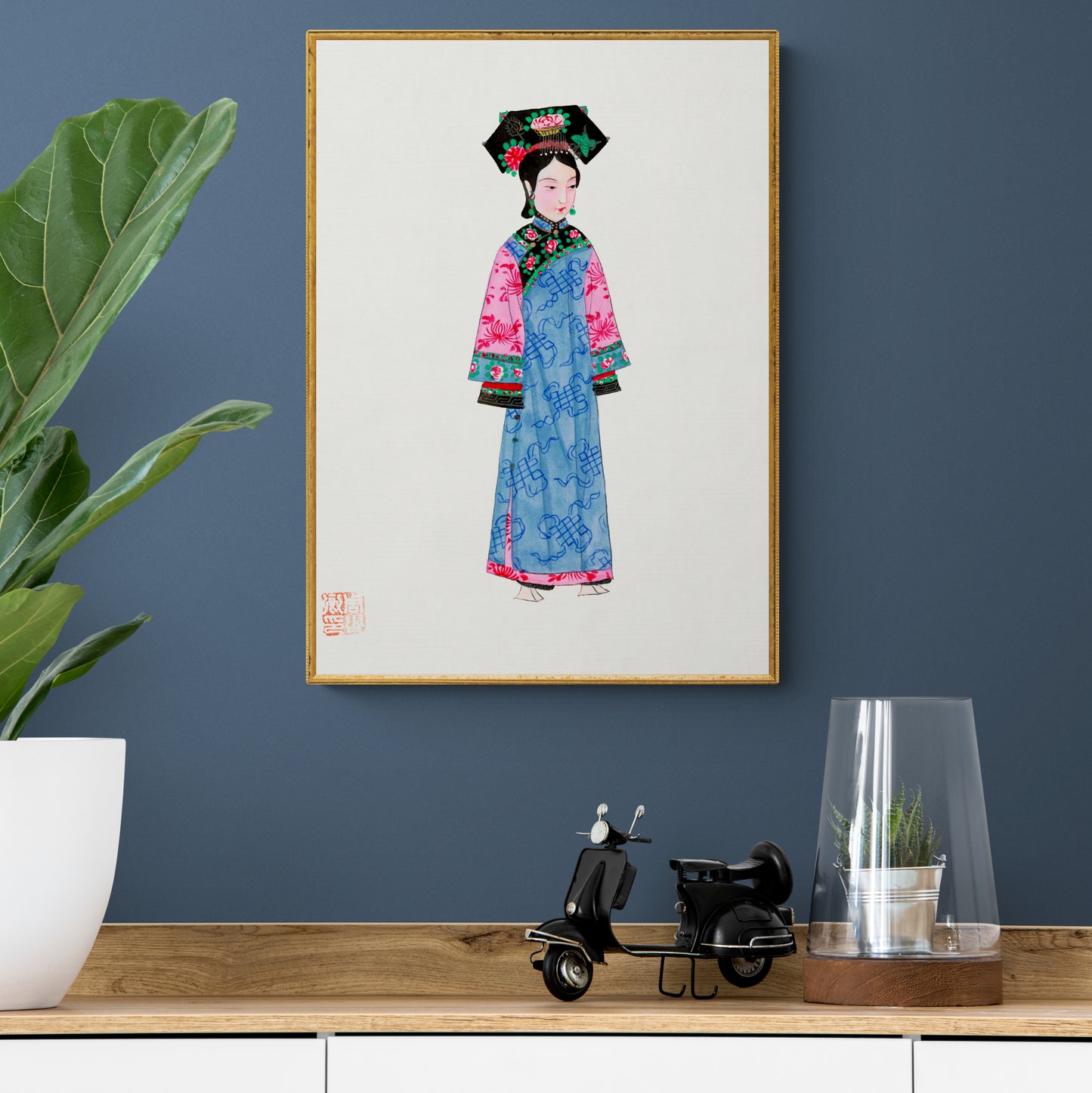 Vintage Chinese Woman Costume Illustration