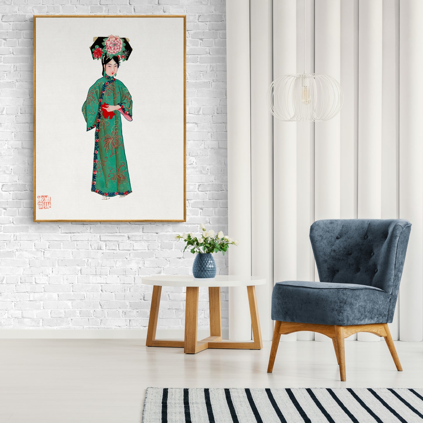Vintage Chinese Lady In Manchu Costume Illustration