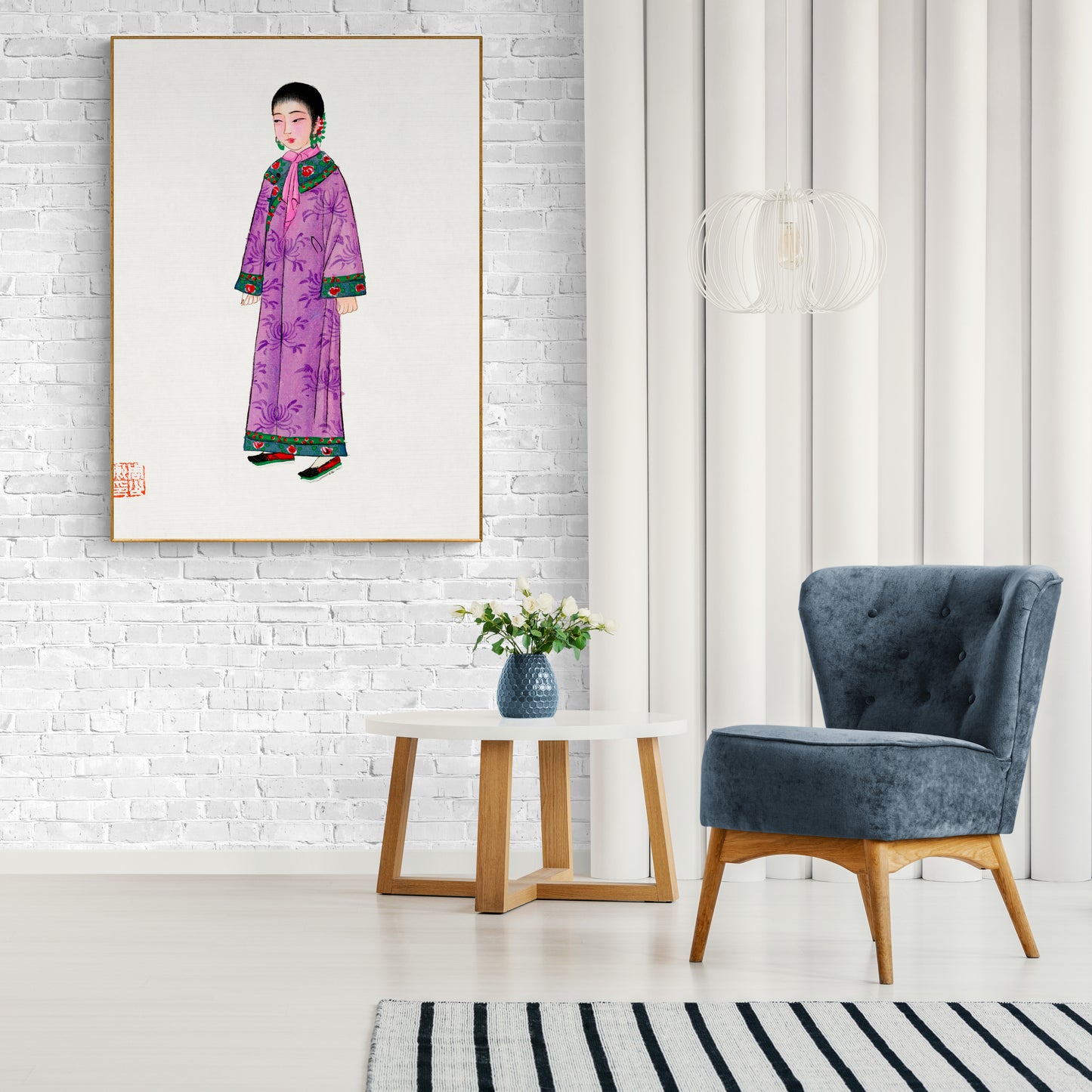 Vintage Chinese Woman In Manchu Robe Illustration