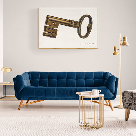 Vintage Illustration Brass Key by D. J. Grant