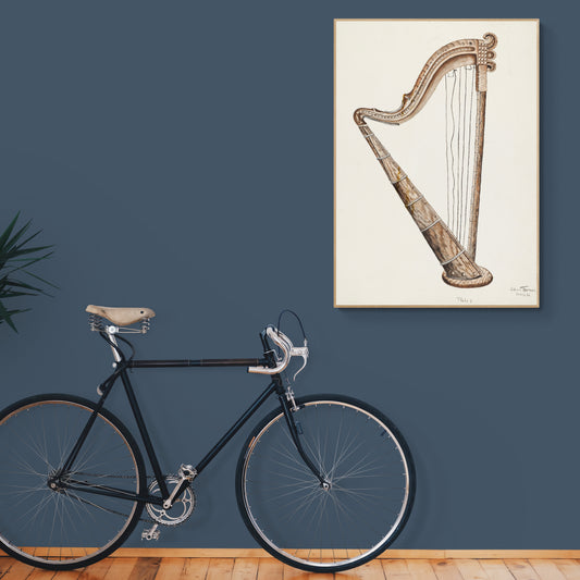 Vintage Illustration Stringed Harp by Grace Thomas