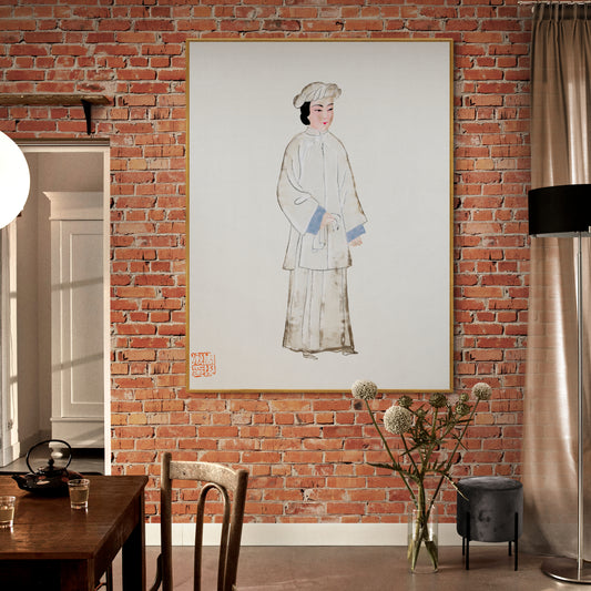 Vintage Chinese Woman In Mourning Robe Illustration