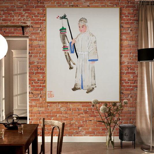 Vintage Chinese Man In Mourning Dress Illustration