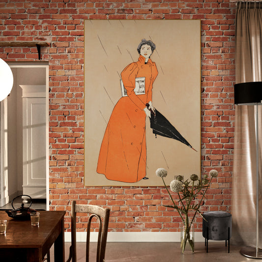 Woman Holding Umbrella by Edward Penfield