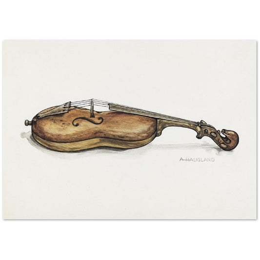 Vintage Illustration Violin by Augustine Haugland