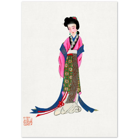 Vintage Chinese Lady Costume Illustration