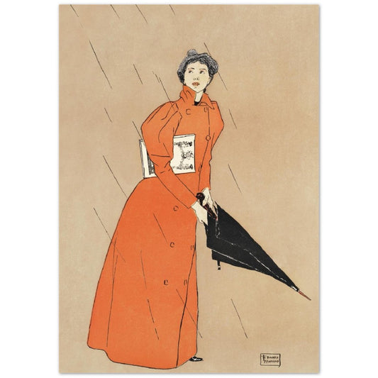 Woman Holding Umbrella by Edward Penfield
