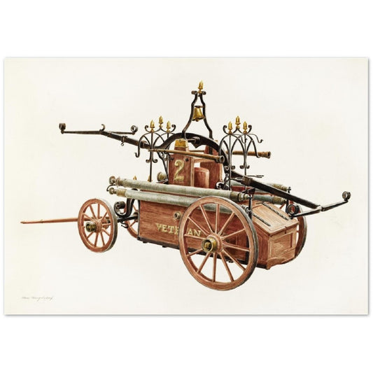 Vintage Illustration Fire Pump by Hans Mangelsdorf