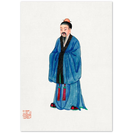 Vintage Chinese Priest Costume Illustration