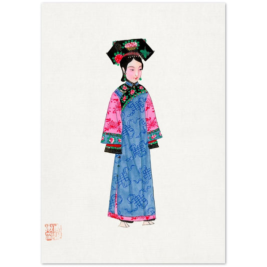 Vintage Chinese Woman Costume Illustration