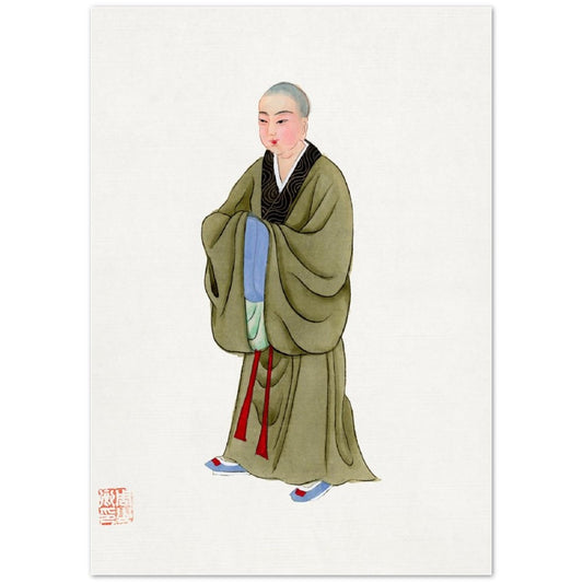 Vintage Chinese Buddhist Costume Illustration