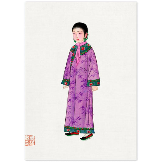 Vintage Chinese Woman In Manchu Robe Illustration