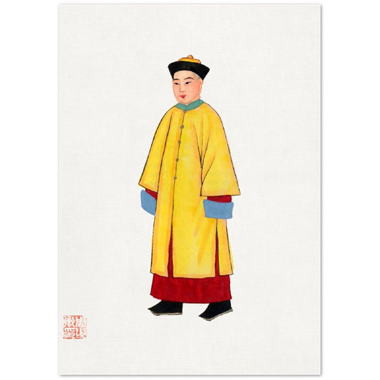 Vintage Chinese Man Priest Robe Illustration