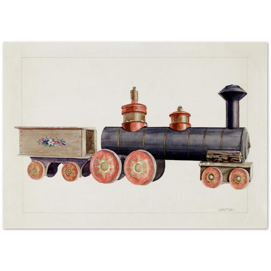 Vintage Illustration Toy Locomotive by John Fisk