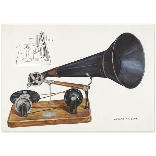Vintage Illustration Gramophone by Charles Bowman