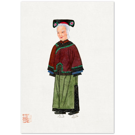 Vintage Chinese Lady Costume Illustration